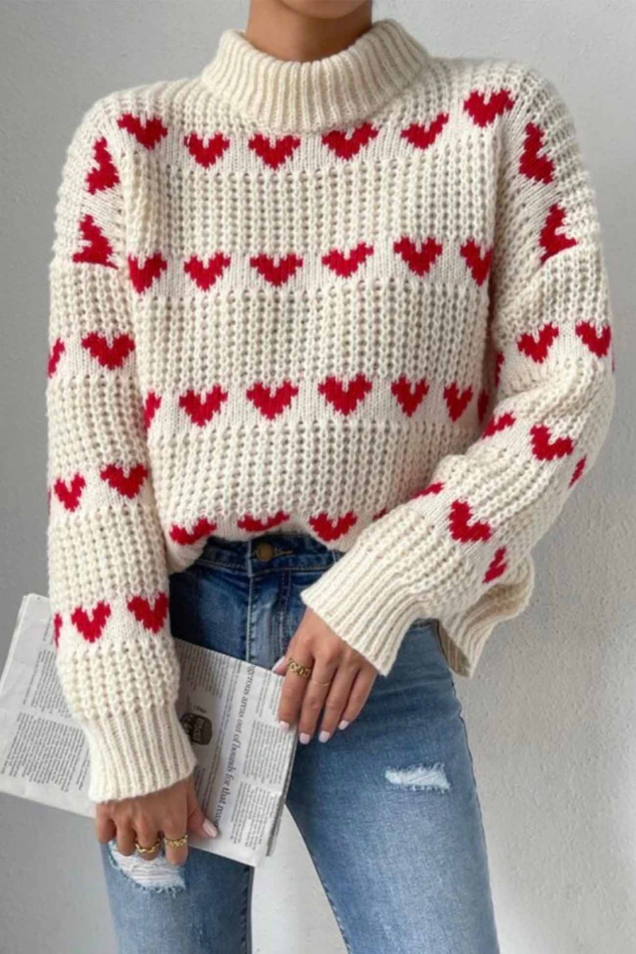 Brendette | Heart Jacquard Knitted Sweater
