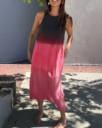 Sleeveless Gradient Round Neck Dress