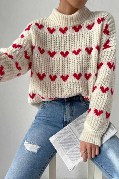 Brendette | Heart Jacquard Knitted Sweater