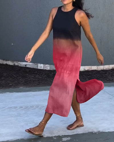 Sleeveless Gradient Round Neck Dress