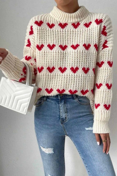 Brendette | Heart Jacquard Knitted Sweater