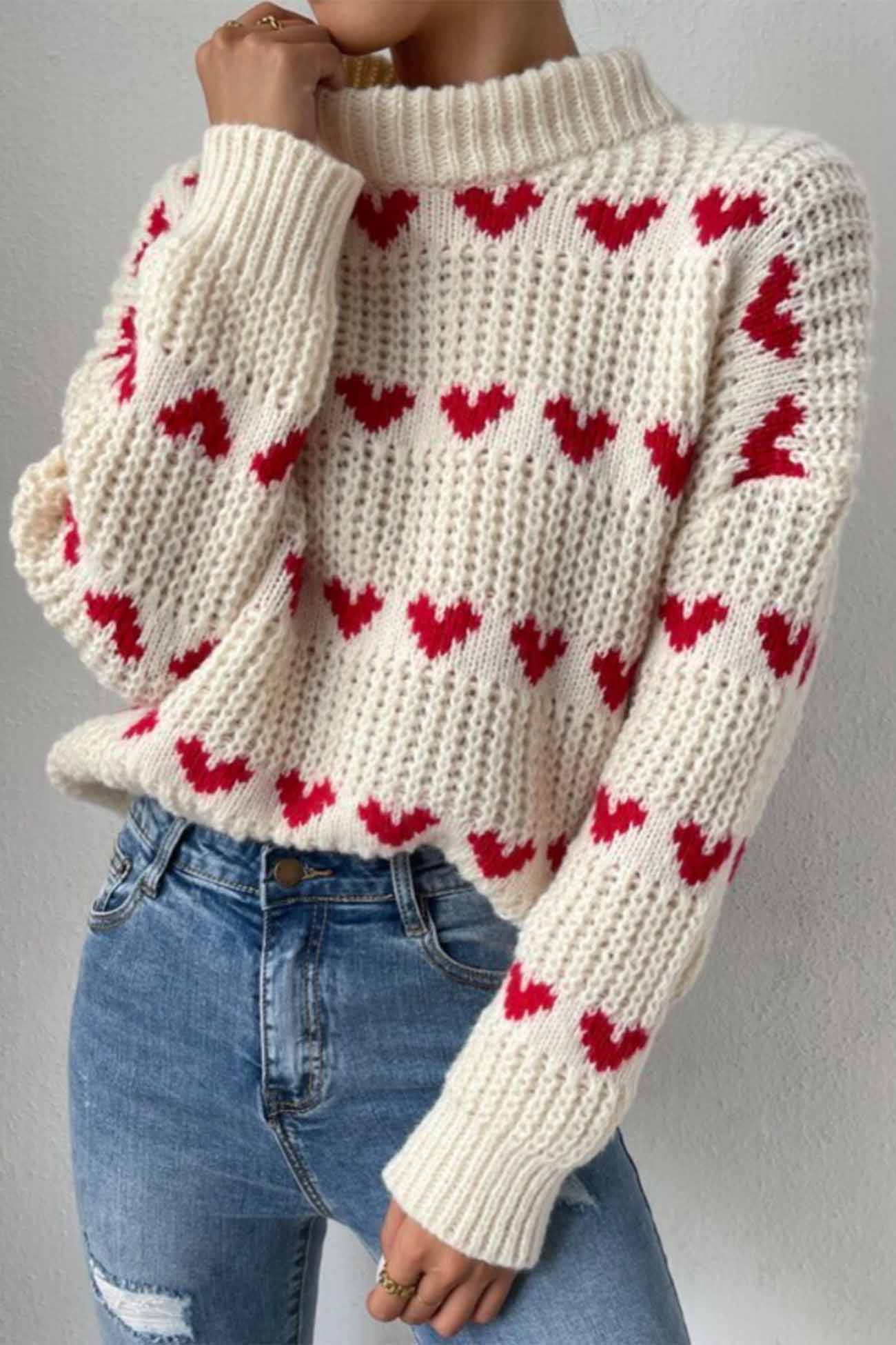 Brendette | Heart Jacquard Knitted Sweater