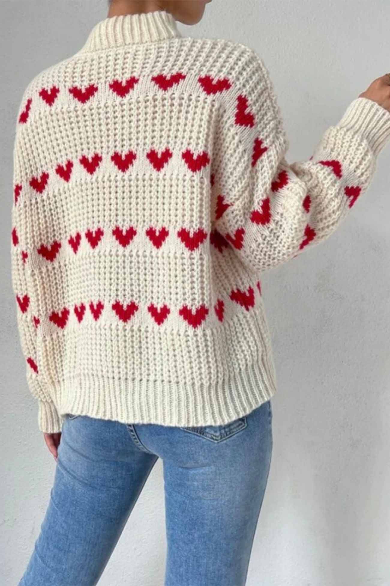 Brendette | Heart Jacquard Knitted Sweater