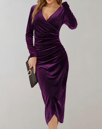 Belloria | Velvet Wrap Bodycon Dress with V-neck
