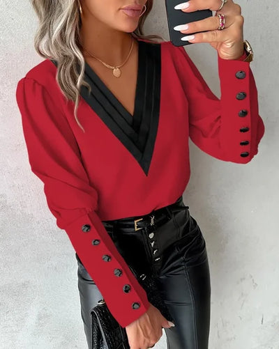 Abby | Elegant V-Neck Blouse