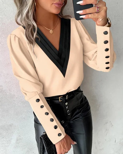 Abby | Elegant V-Neck Blouse