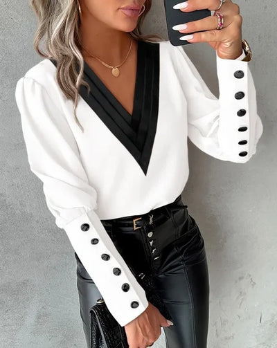 Abby | Elegant V-Neck Blouse