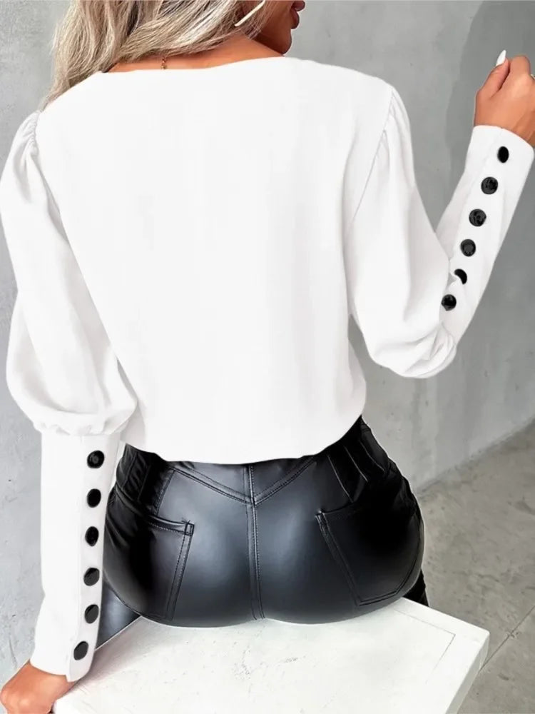 Abby | Elegant V-Neck Blouse