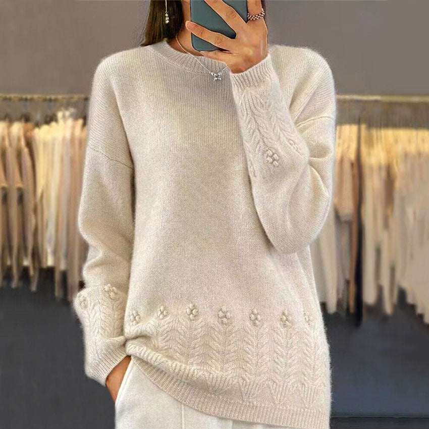 Alma | Scandinavian Floral Knit Sweater