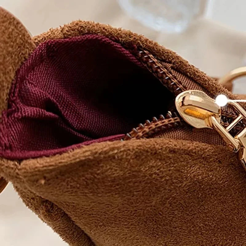 Vivenza | Retro Suede Crescent Shoulder Bag
