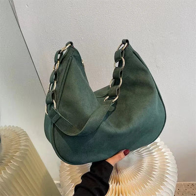 Vivenza | Retro Suede Crescent Shoulder Bag