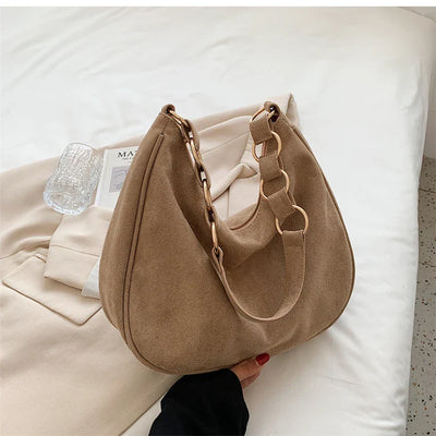 Vivenza | Retro Suede Crescent Shoulder Bag