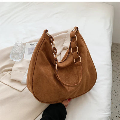 Vivenza | Retro Suede Crescent Shoulder Bag