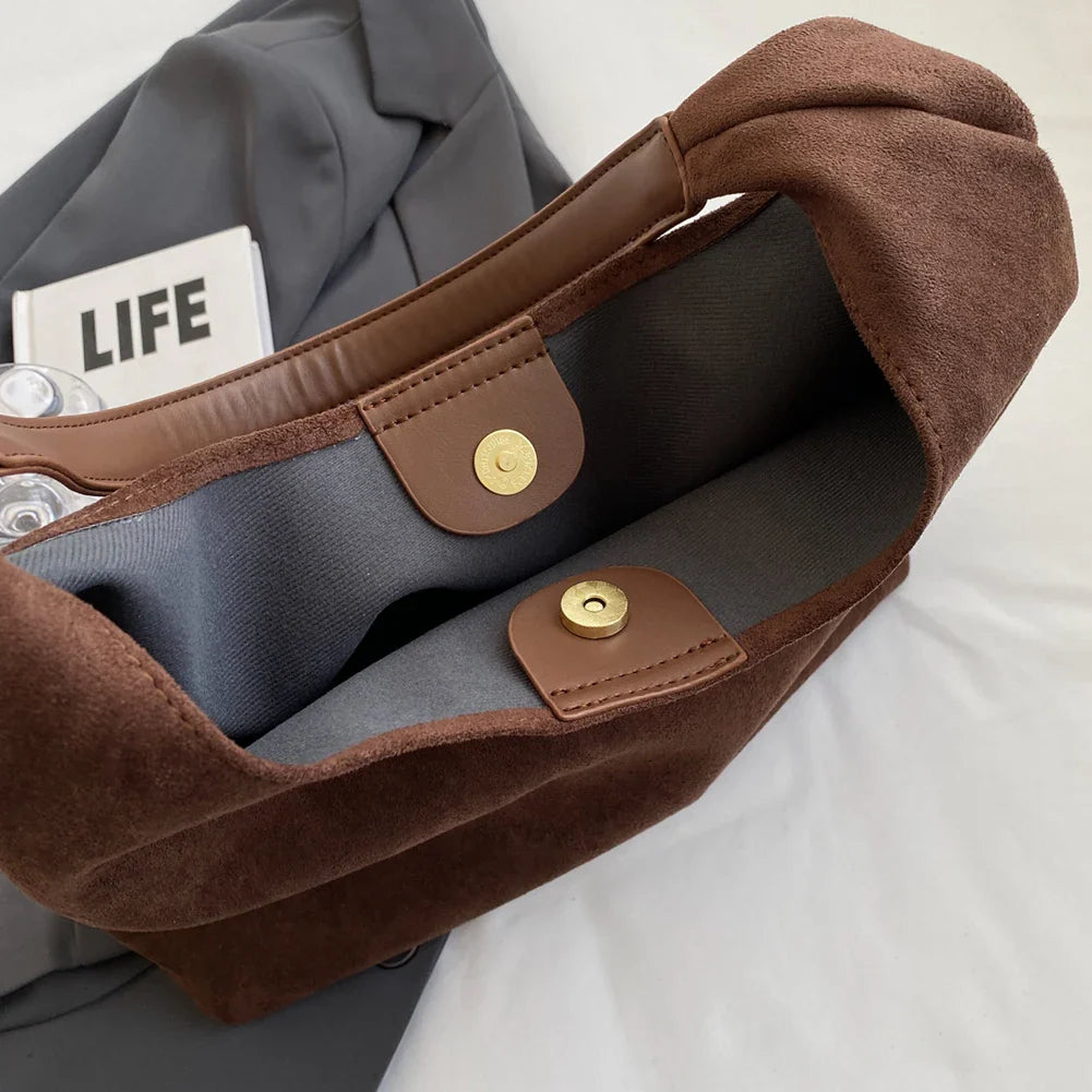 Gianna | Retro Suede Shoulder Tote