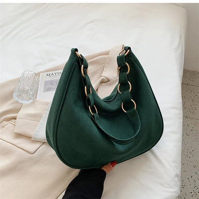 Vivenza | Retro Suede Crescent Shoulder Bag