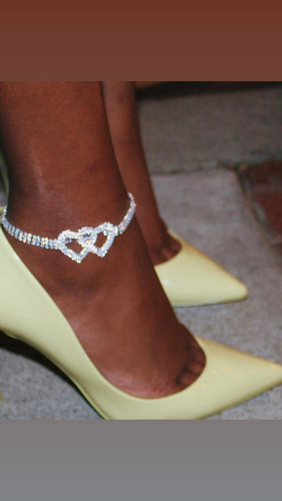 Double Heart Anklet | Heart X Heart Ankle Bracelet for Woman