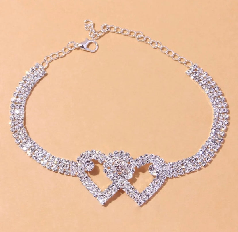 Double Heart Anklet | Heart X Heart Ankle Bracelet for Woman