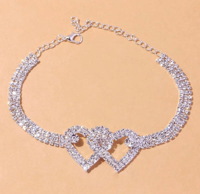 Double Heart Anklet | Heart X Heart Ankle Bracelet for Woman