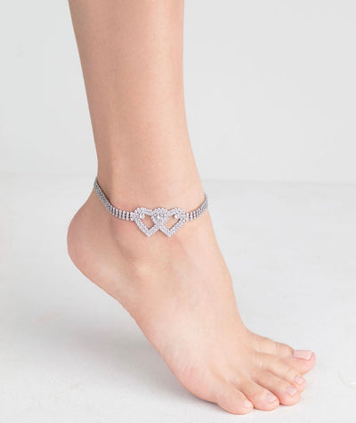 Double Heart Anklet | Heart X Heart Ankle Bracelet for Woman