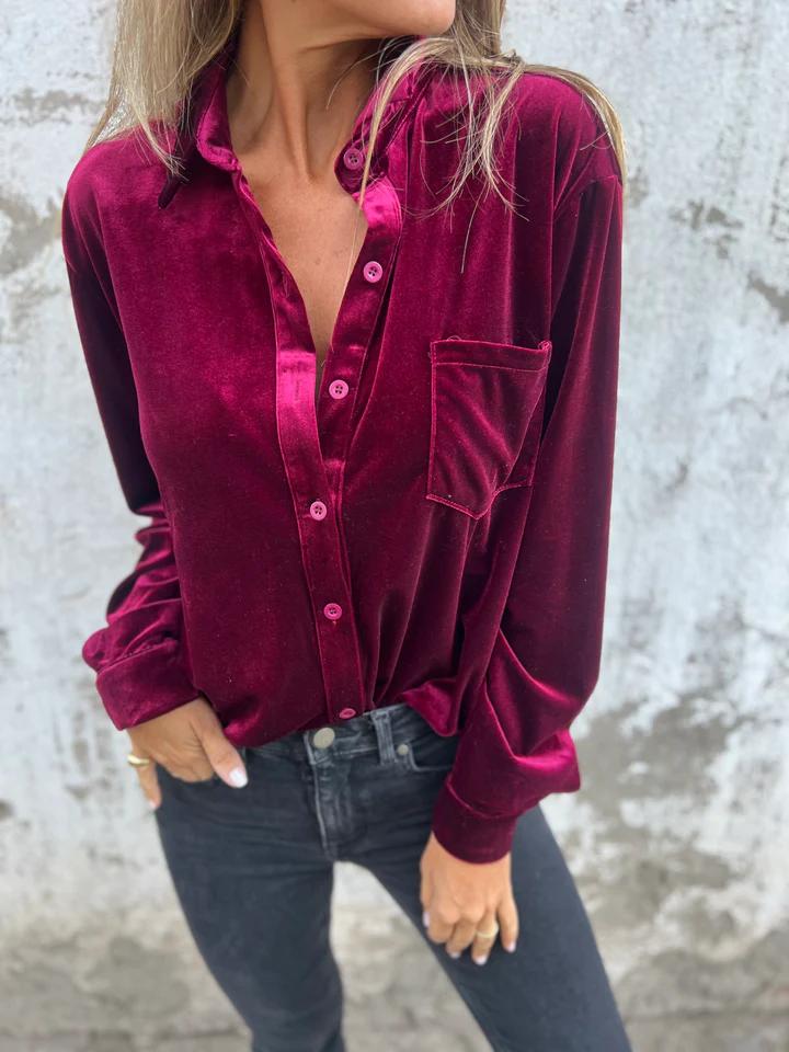 Catherine | Elegant Velvet Blouse