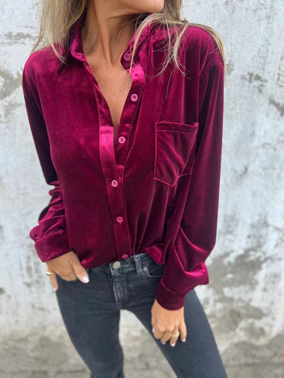 Catherine | Elegant Velvet Blouse