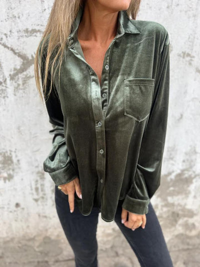 Catherine | Elegant Velvet Blouse