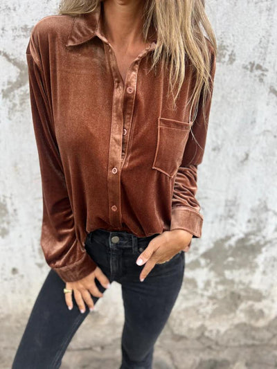 Catherine | Elegant Velvet Blouse