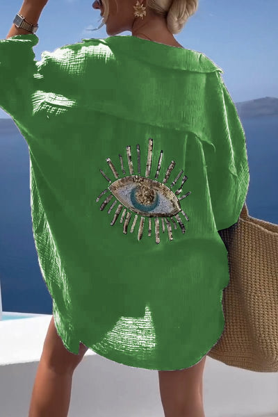 Evil Eye | Casual Sequin Beaded Shirt