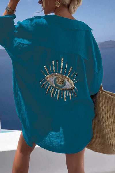 Evil Eye | Casual Sequin Beaded Shirt