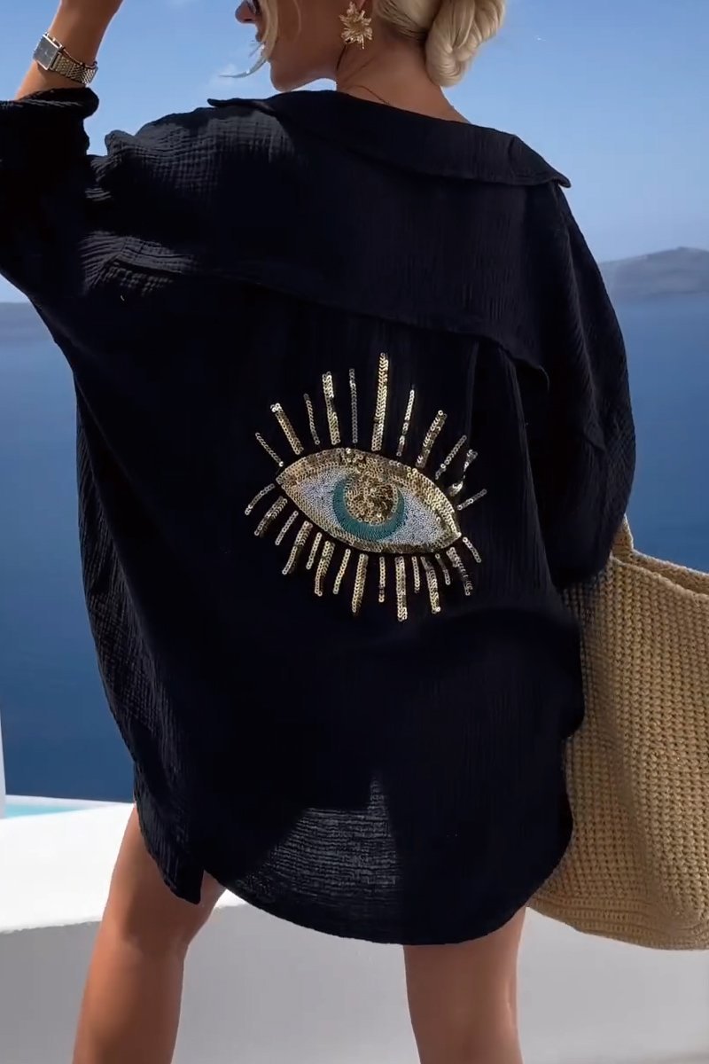 Evil Eye | Casual Sequin Beaded Shirt