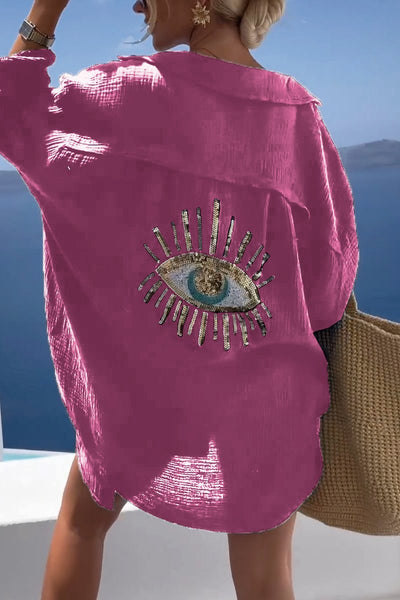Evil Eye | Casual Sequin Beaded Shirt