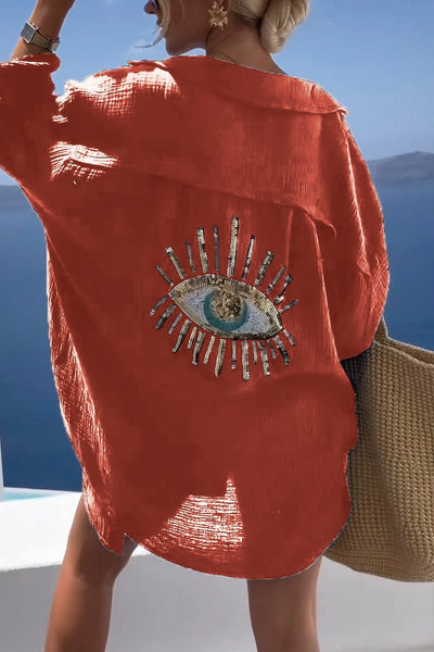 Evil Eye | Casual Sequin Beaded Shirt