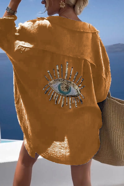 Evil Eye | Casual Sequin Beaded Shirt