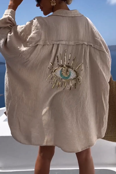 Evil Eye | Casual Sequin Beaded Shirt